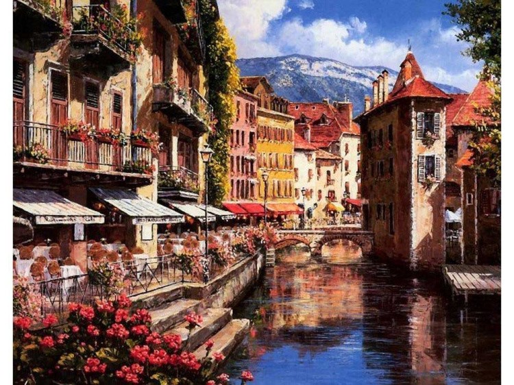 Алмазная вышивка «Вечер в Анси» — картинка 2