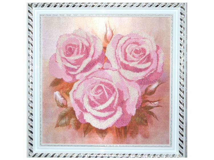 Рисунок на ткани «Розовые розы» (круговая техника)