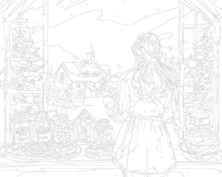 Картина по номерам «Рождество: Девушка и утренняя выпечка» — картинка 3