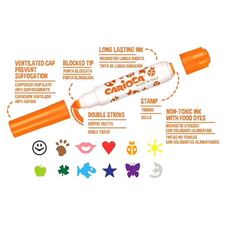 Фломастеры со штампами «Stamperello» 6 цв., Carioca — картинка 2