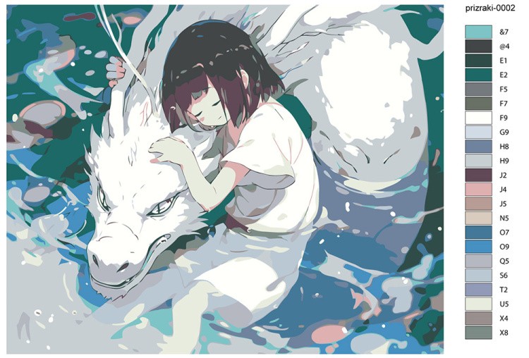 Картина по номерам «Аниме Унесенные Призраками: Тихиро и дракон Хаку» — картинка 2