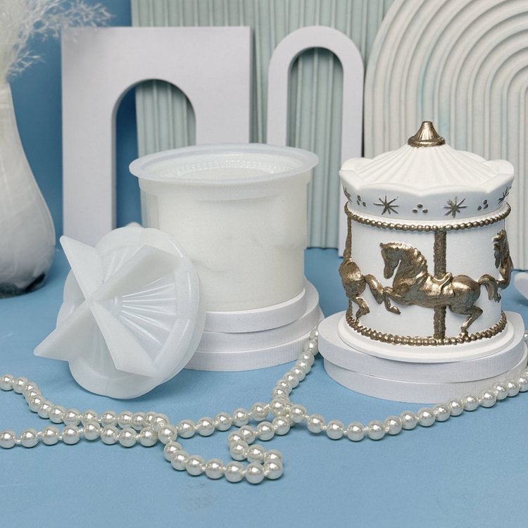 Силиконовый молд - Шкатулка карусель №11, d9,6x6,8см, 1 шт. — картинка 4