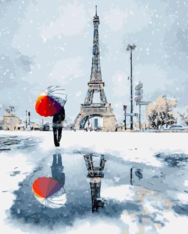 Картина по номерам «Зимний Париж»