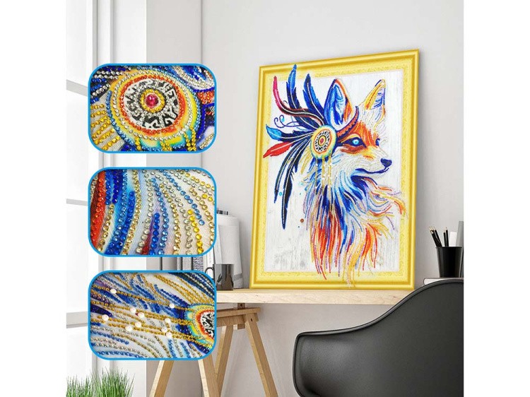 Алмазная вышивка 5D «Лиса-индеец» — картинка 4