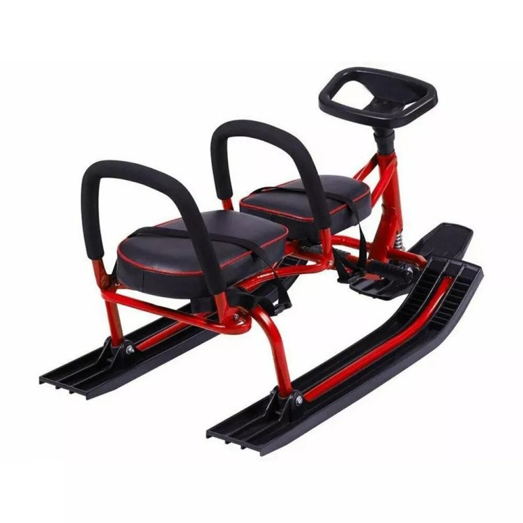 Снегокат детский 503 TWINS BABY со спинкой для двоих красный — картинка 5