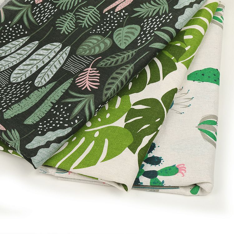 Ткань лен, 140 г/м², 30% лен, 70% хлопок, 3 м, ширина 150 см, цвет: белый, принт, TBY — картинка 6