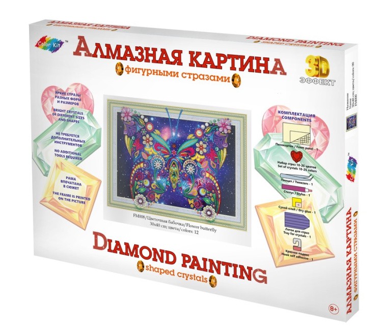 Алмазная вышивка 5D «Цветочная бабочка» — картинка 3