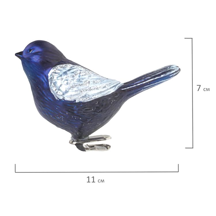 Украшения елочные «Птичка», набор 2 шт., цвет: синий с серебристыми крыльями — картинка 4