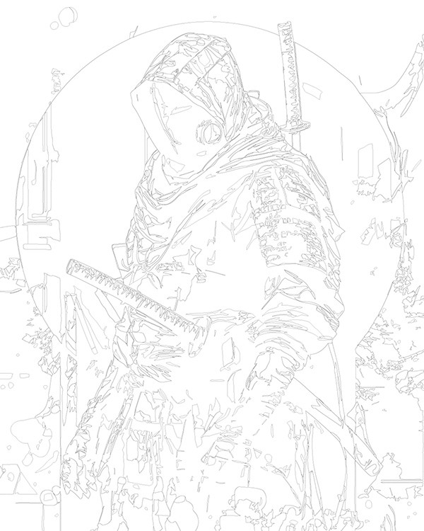 Картина по номерам «Япония, Азия: самурай киберпанк, неон» — картинка 3