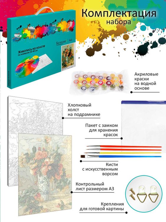 Картина по номерам «Ренуар. Букет роз» — картинка 4