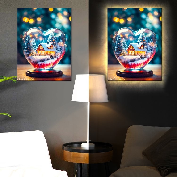 Картина по номерам «Снежный шар с любовью» LED подсветка — картинка 2