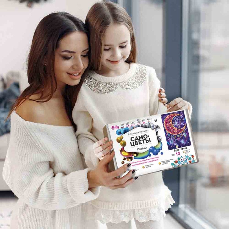 Алмазная вышивка «Самоцветы Панно Ловец снов Луна» — картинка 4