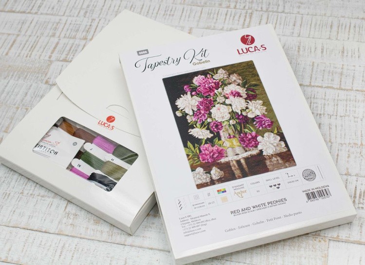 Набор для вышивания «Красные и белые пионы» — картинка 2