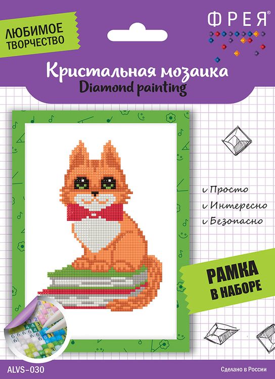 Алмазная вышивка «Котик на книжках» — картинка 2