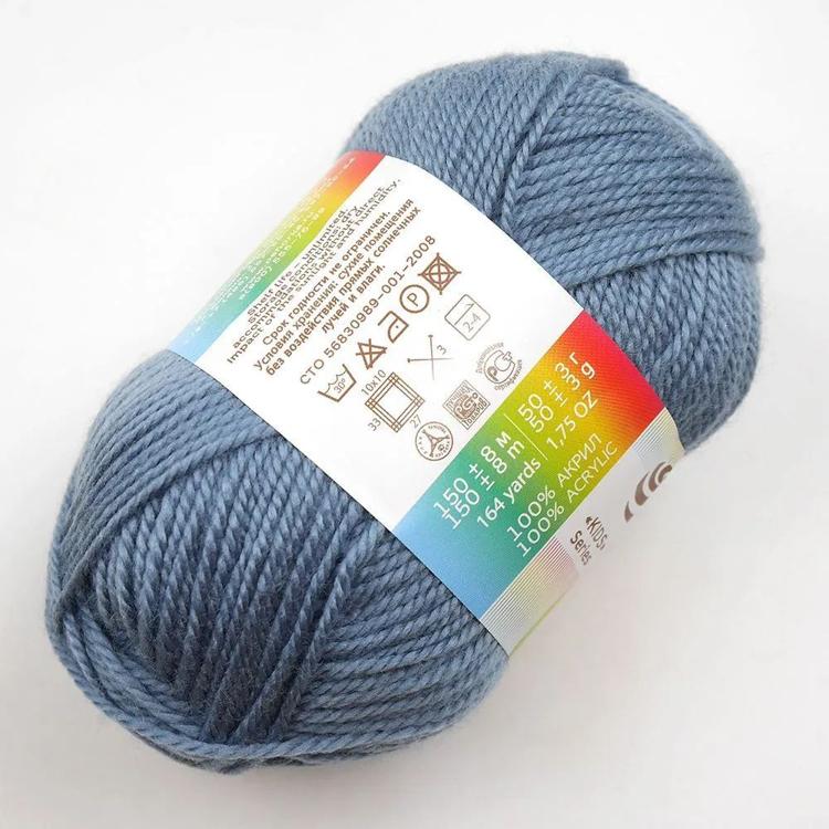 Пряжа Пехорка Школьная (1106), дымчатая джинса, 5 шт. по 50 г — картинка 2