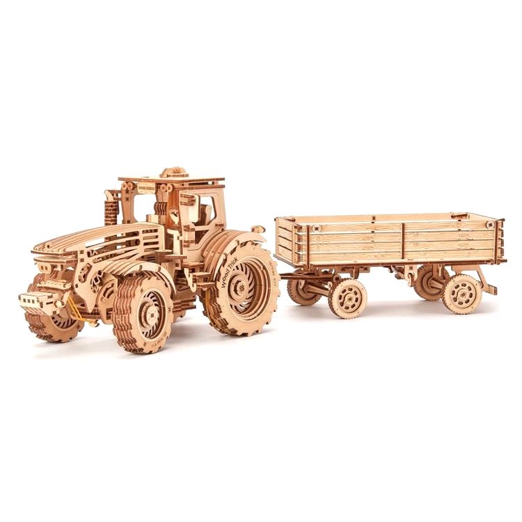 Деревянный конструктор «Трактор c прицепами», Wood Trick