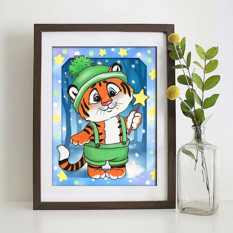 Алмазная вышивка «Тигренок на прогулке» — картинка 4