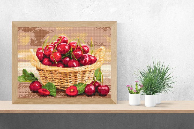 Алмазная вышивка «Корзинка с вишней» — картинка 3