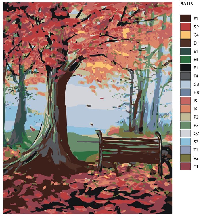 Картина по номерам «В осеннем сквере» — картинка 2