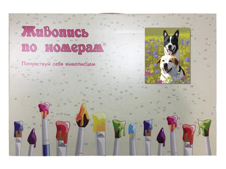 Картина по номерам «Две собаки в цветочном поле» — картинка 5