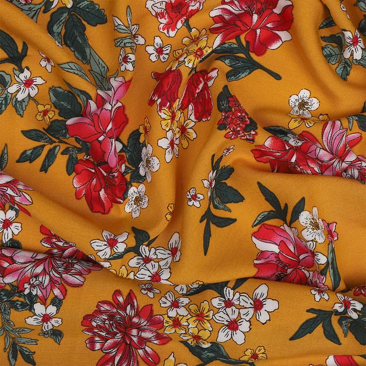 Ткань Штапель с рисунком, 5 м, ширина 145 см, 110 г/м2, цвет: с3 желтый, TBY — картинка 2