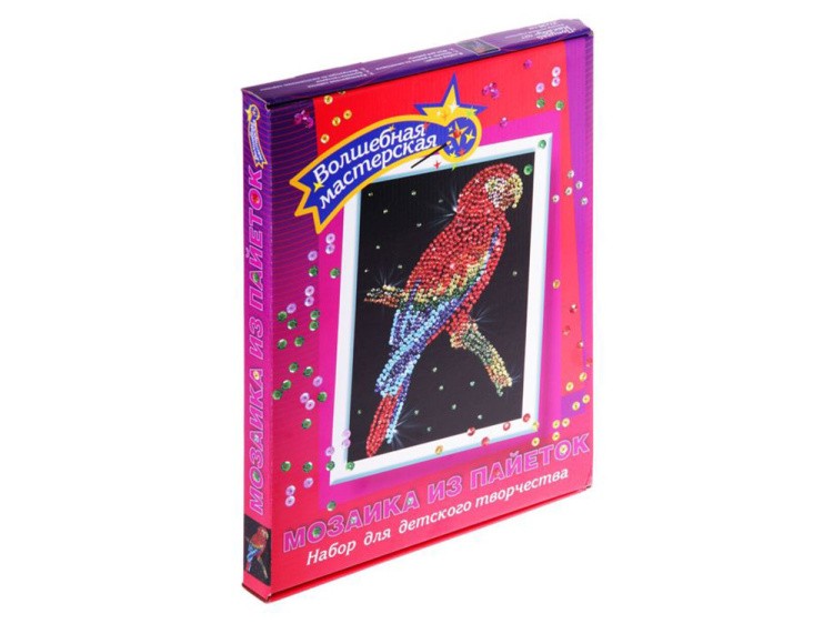 Мозаика из пайеток «Попугай какаду» — картинка 3