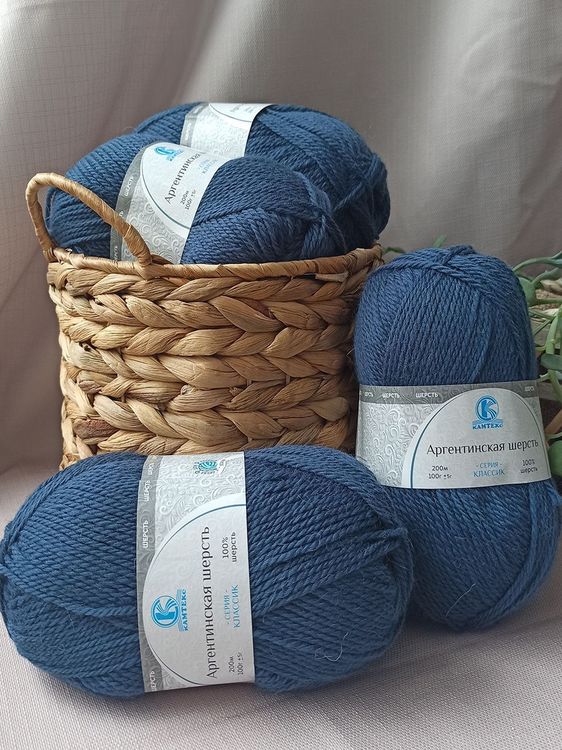 Пряжа Камтекс Аргентинская шерсть (022), джинсовый, 5 шт. по 100 г — картинка 2