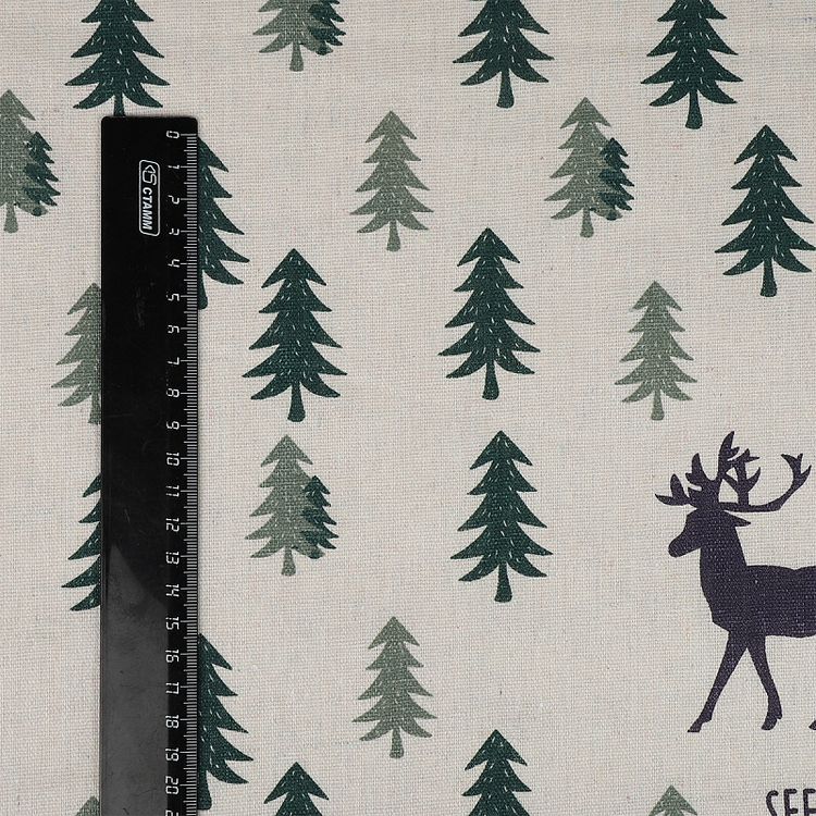 Ткань льняная, 3 м x 150 см, 140 г/м², цвет: бежевый, принт, TBY — картинка 5