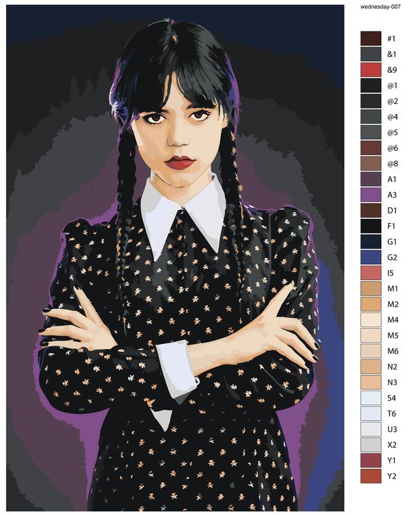 Картина по номерам «Wednesday Уэнсдей Аддамс: Мрачный портрет» — картинка 3