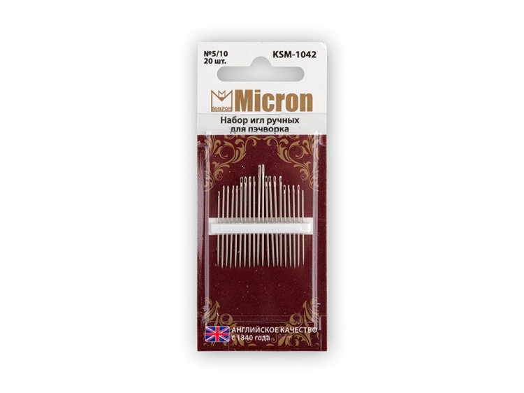 Набор ручных швейных игл Micron для пэчворка №5/10, 20 шт., арт. KSM-1042
