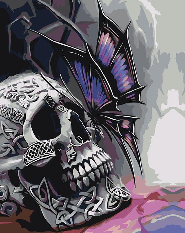 Картина по номерам «Skull and butterfly»
