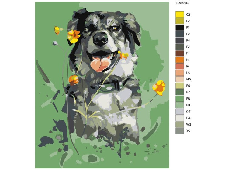 Картина по номерам «Пёс на лугу» — картинка 2