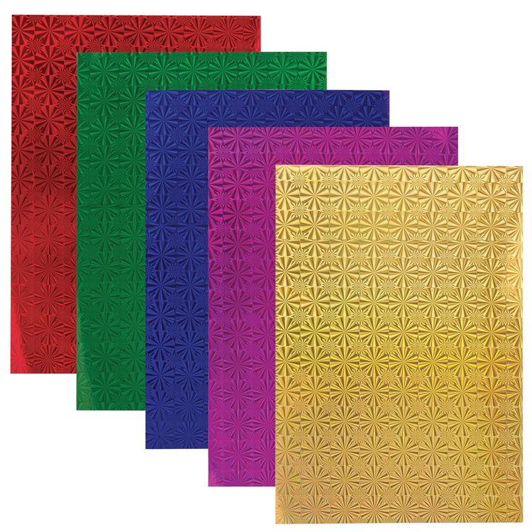 Картон цветной «Узоры» А4 голографический, 5 л., 5 цв., 230 г/м2, Остров Сокровищ — картинка 2