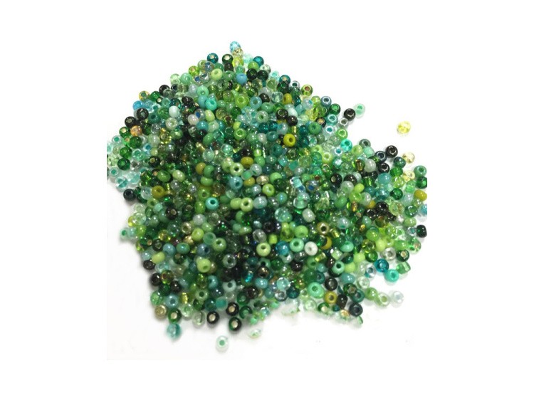 Бисер Preciosa Чехия, ассорти, №003 зеленый микс, 50 г   — картинка 2