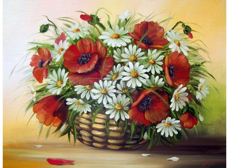 Картина по номерам «Маки и ромашки» — картинка 2