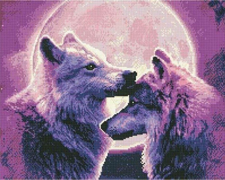 Алмазная вышивка «Волки под луной»