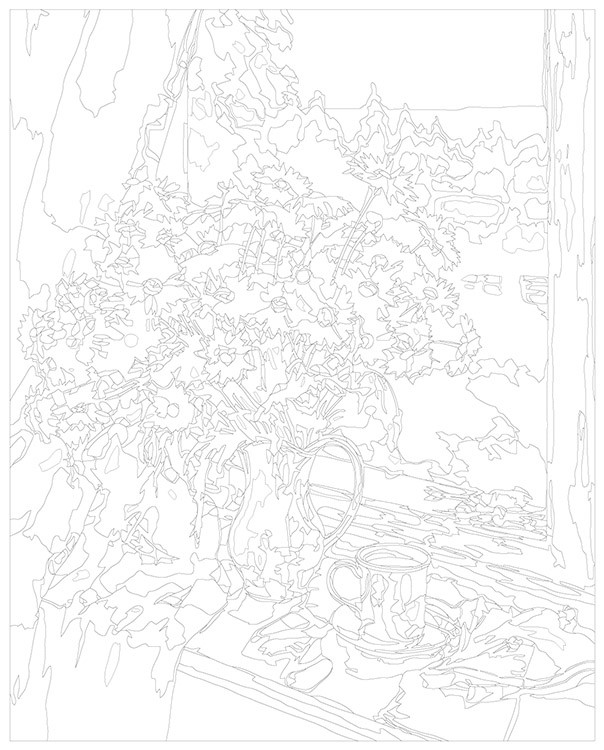 Картина по номерам «Цветы: Букет ромашек на окне» — картинка 3