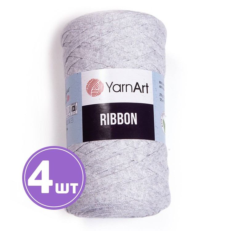 Пряжа YarnArt Ribbon (Риббон) (756), меланж светло-серый, 4 шт. по 250 г