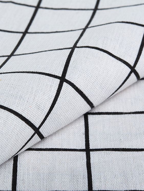 Ткань Лен, 140 г/м², 5 м x 150 см, цвет: белый, принт клетка, TBY — картинка 3