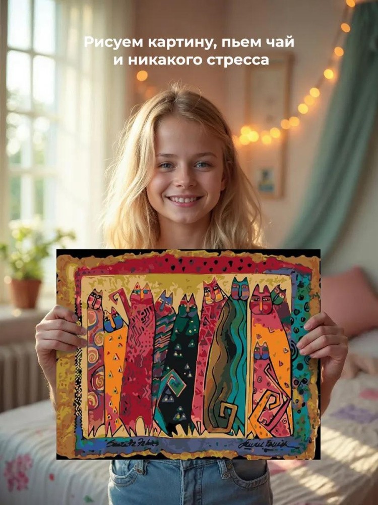 Картина по номерам «Абстрактные кошки» — картинка 6