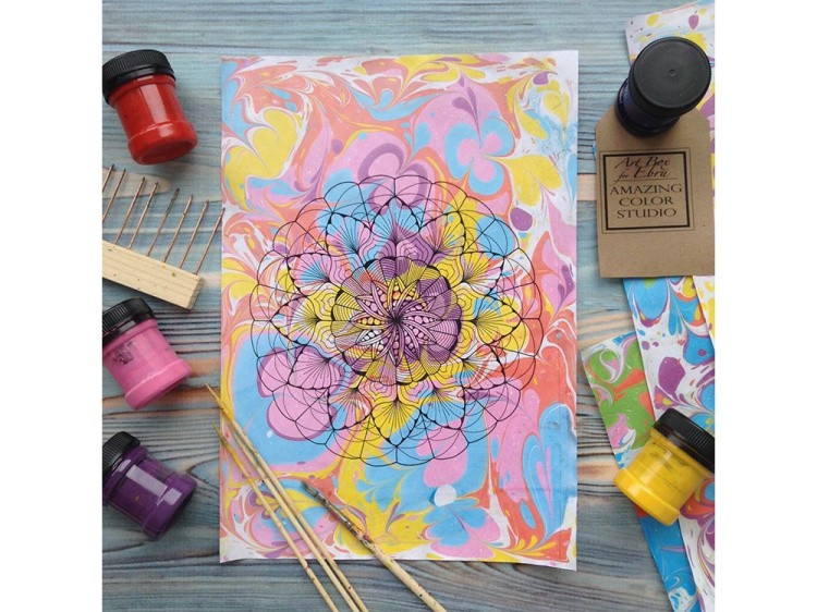 Краска для эбру розовая 30 мл, Amazing Color — картинка 4