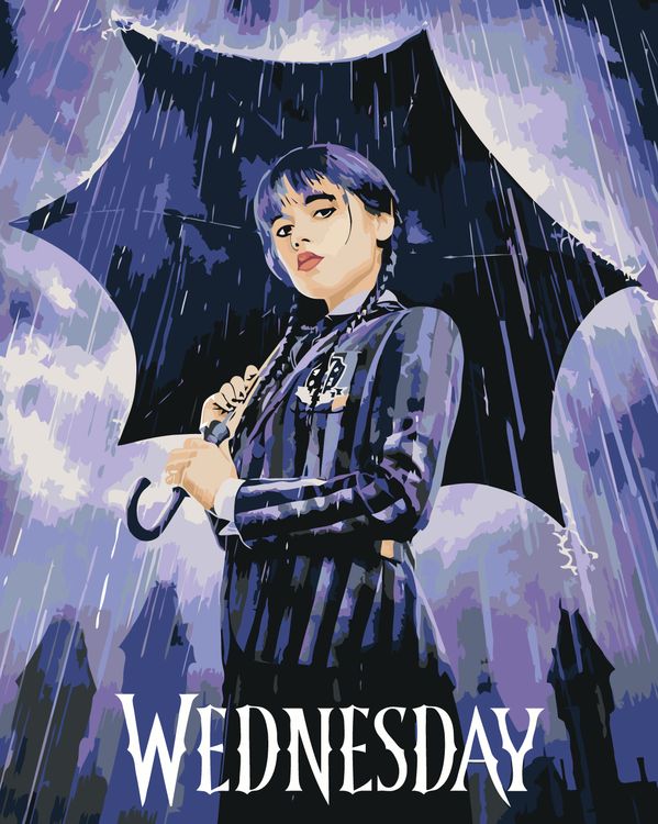 Картина по номерам «Wednesday Уэнсдей Аддамс: Постер с зонтом»
