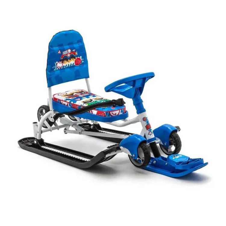 Снегокат детский со спинкой Тимка спорт 6 С машинками — картинка 4