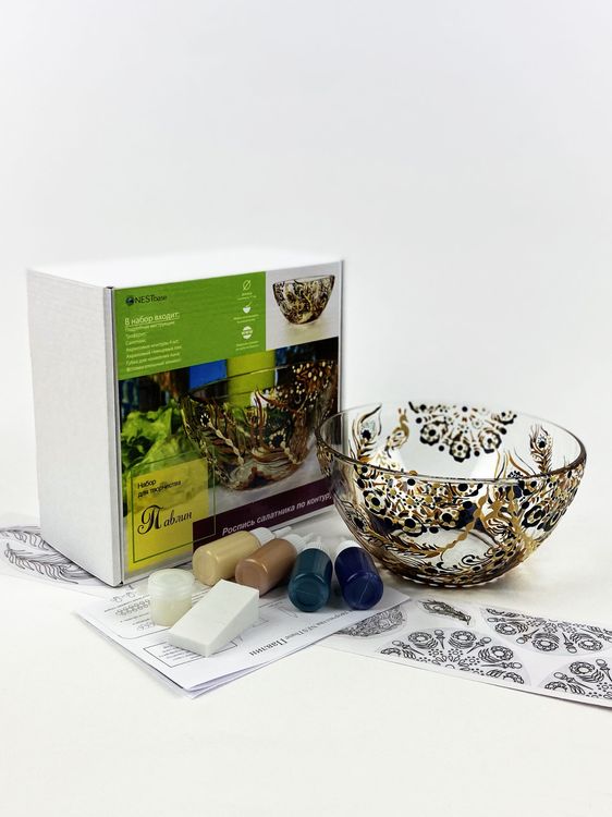 Набор для точечной росписи салатника «Павлин» — картинка 4