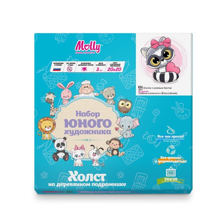 Картина по номерам «Енотик с розовым бантом» — картинка 2