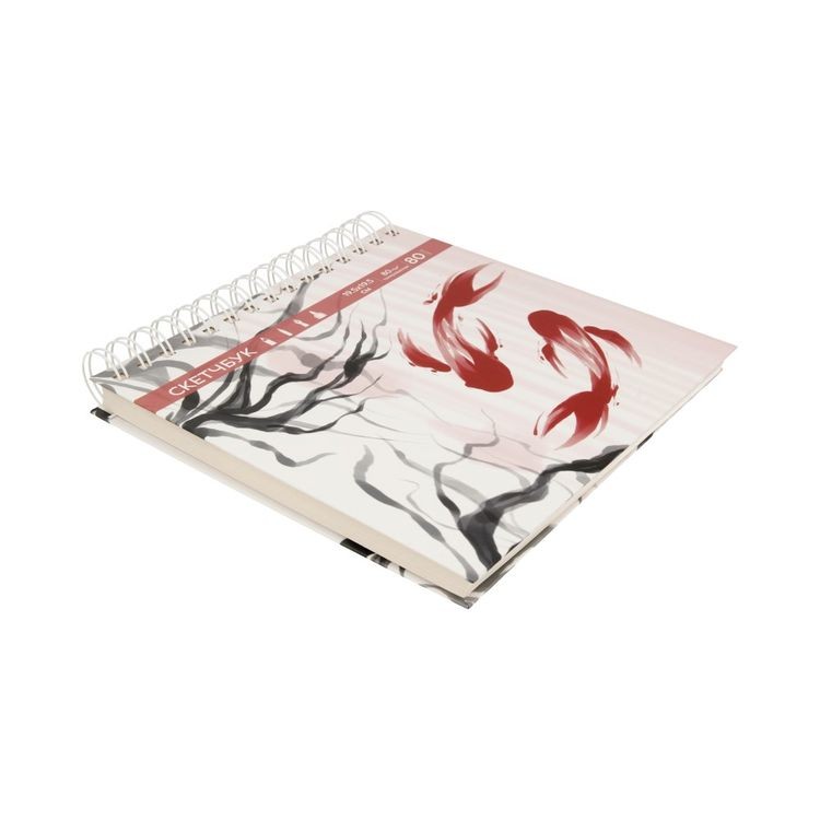 Скетчбук «Рыбки», обложка твердая, бумага тонированная, 80 г/м2, 19,5х19,5 см, на гребне, 80 л., Аква-колор — картинка 3