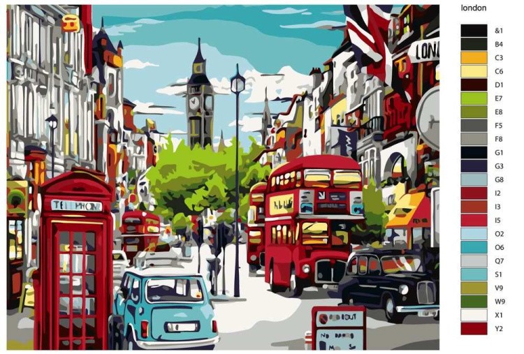 Картина по номерам «На улицах Лондона» — картинка 2