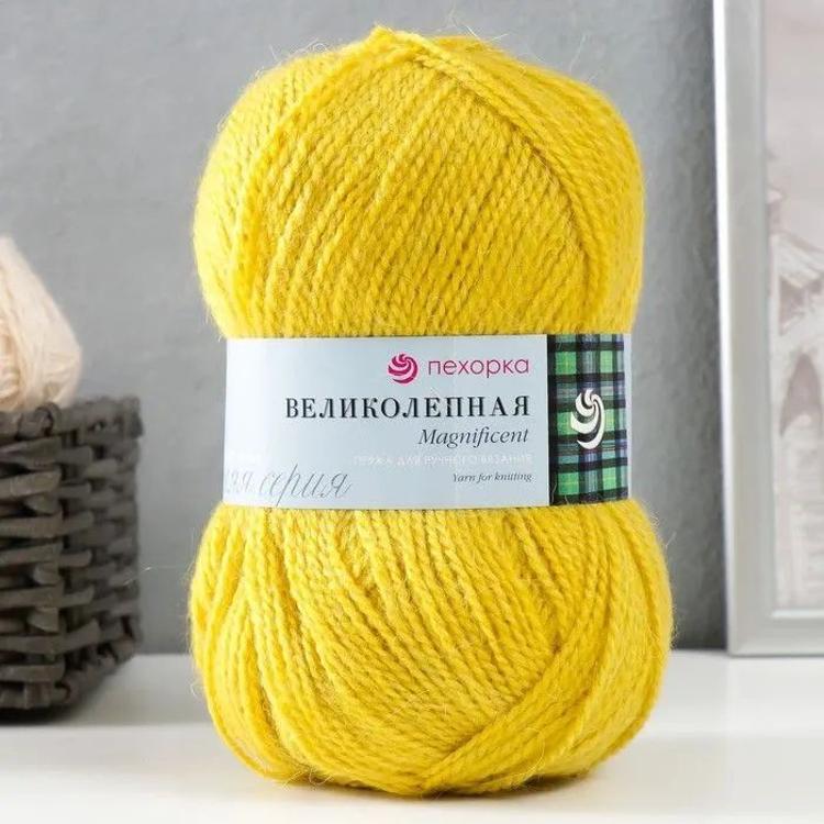 Пряжа Пехорка Великолепная (447), горчичный, 5 шт. по 100 г — картинка 2