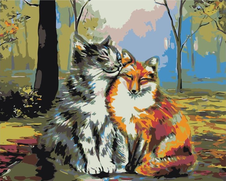 Картина по номерам «Кот и лиса»