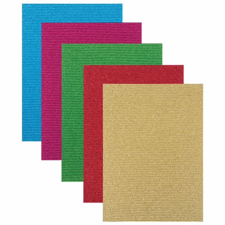 Картон цветной А4 гофрированный, 5 л., 5 цв., 300 г/м2, с блестками, Остров Сокровищ — картинка 2